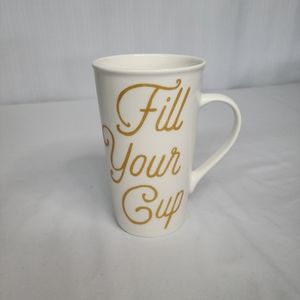 Starbucks Coffee White Gold Fill Your Cup 16 oz Tall Mug Cup